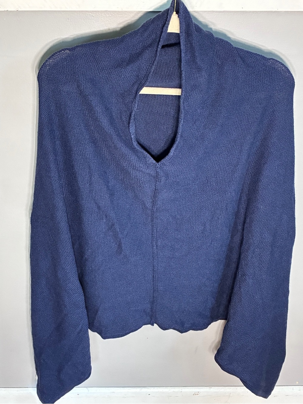 J.Crew Cotton-Cashmere Triangle Sweater Poncho Cape Navy NWT